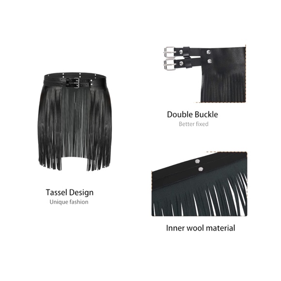 Black Isabelle LaRue Faux Leather Fringe Belt - One-Size